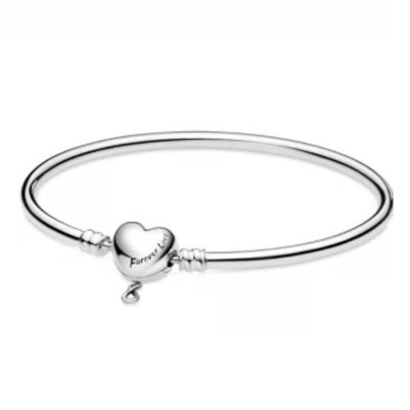 NEW Pandora Sterling Silver 925 Infinity Heart Clasp Bangle Bracelet - Picture 2 of 8